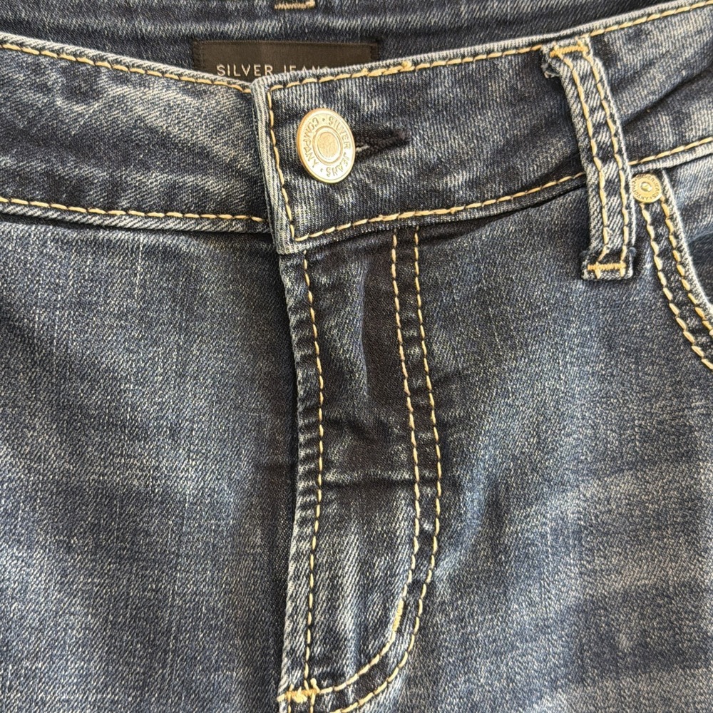 Silver Jeans Womens W34 L29 (act 34X30) Boyfriend Stretch Distressed Dark Wash - Picture 3 of 16